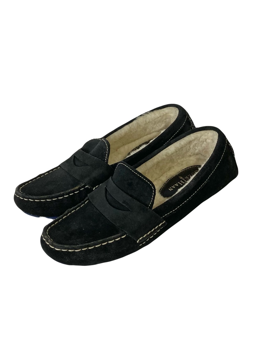 COLE HAAN x NIKE AIR Shoes Women 6 Black Loafers Fur Lined